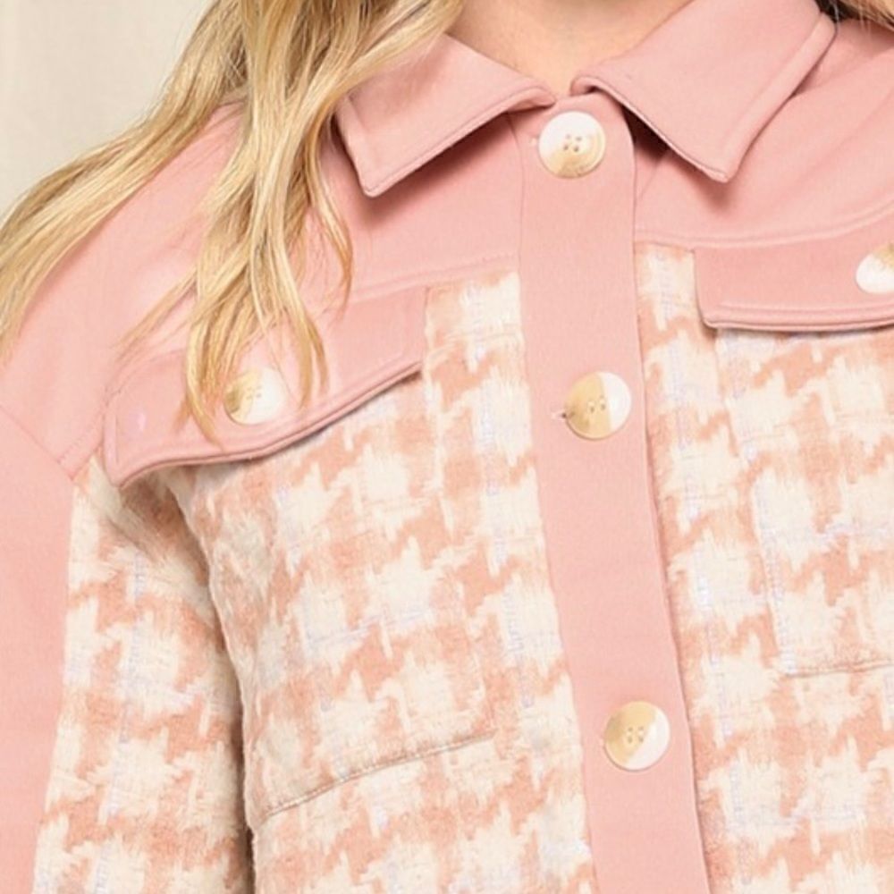 Blush pink houndstooth shacket - Picture 7 of 14